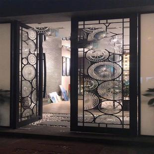 饰座屏 现代简约客厅艺术屏风轻奢酒店入户玻璃隔断玄关遮挡铁艺装