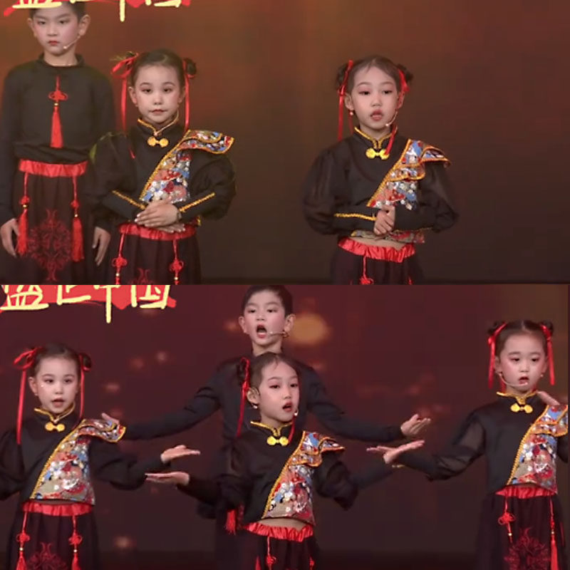 盛世中国演出服我们是骄傲的中国娃儿童元旦幼儿园喜庆舞蹈秧歌服