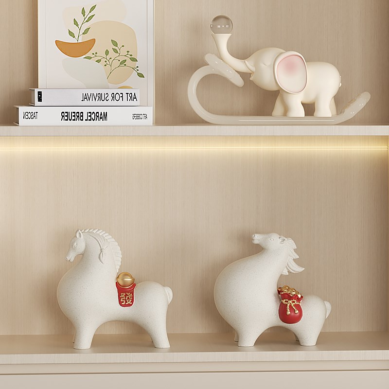 马上有钱摆件客厅玄关酒柜装饰品寓意公司乔迁开业办公室桌面摆设