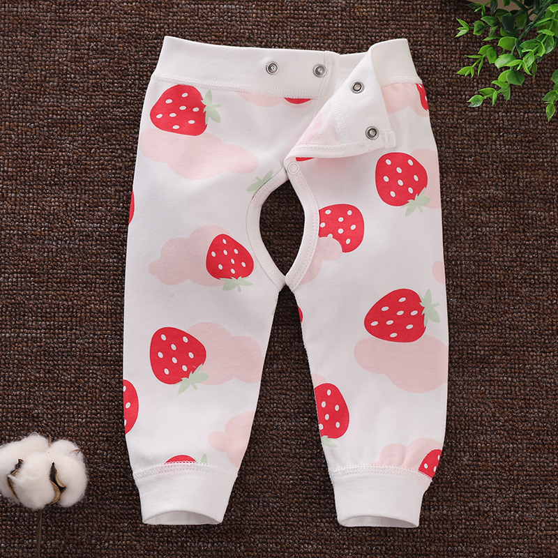 0-1岁婴儿纯棉裤子新生男女宝宝魔术贴开档秋裤a类无骨贴身打底裤