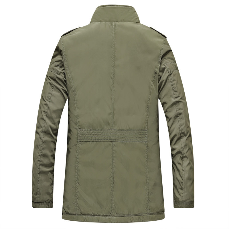男风衣外套秋冬装休闲中年立领中长款加厚加棉夹克男装加大码外衣