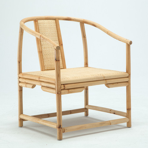 新中式老藤圈椅三件套单人天然真藤茶室休闲太师椅民宿酒店接待椅