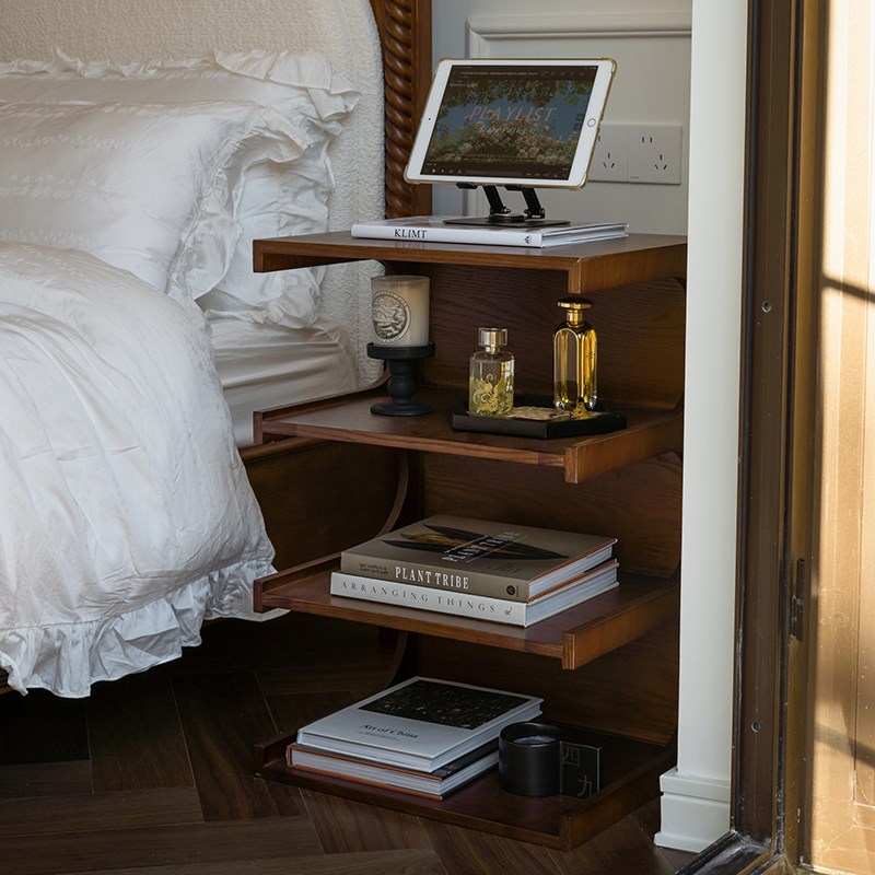 homechoice中古风实木床头柜家用小茶几卧室床头小边几床边置物架