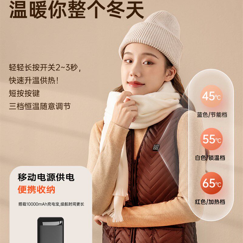 发热电热马甲背心加热衣服智能充电自发热全身冬季防寒保暖男女士