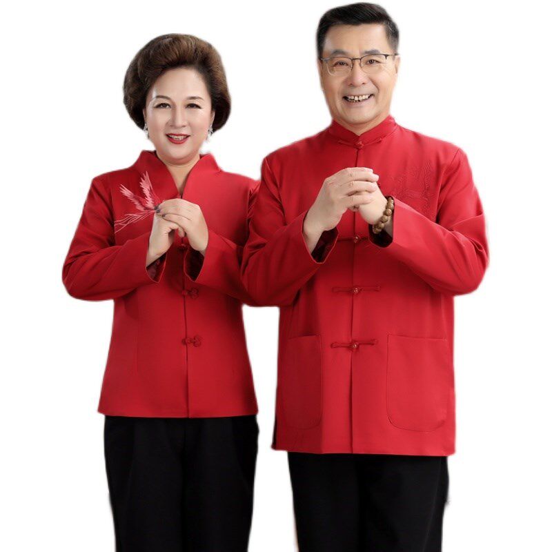 中老年唐装男龙凤中国风爷爷奶奶情侣生日秋冬装过寿中式长袖外套