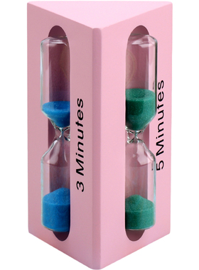 简约北欧实木沙漏计时器3/5/7分时间组合套装流沙瓶三角桌面摆件