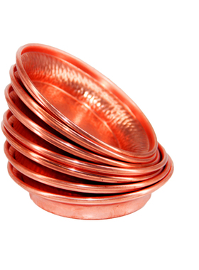 西行人  供盘法会供朵玛红铜紫铜手工打磨一套七个烟供盘香薰盘