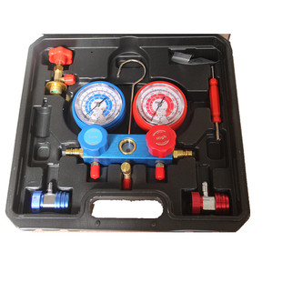 高档R134a冷媒汽车加氟表雪种加液压力表双表阀空调加氟工具套装