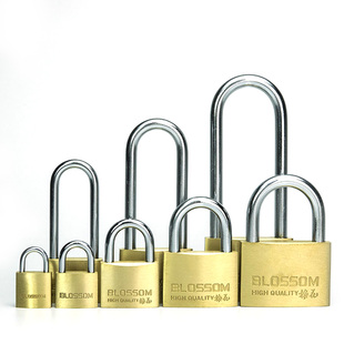 梅花锁 防盗铜挂锁防水防锈长梁通开挂锁家用学生抽屉柜子小锁头