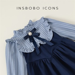 学院风儿童裙子宝宝假两件裙子春秋潮童装 女童连衣裙2024春装 新款