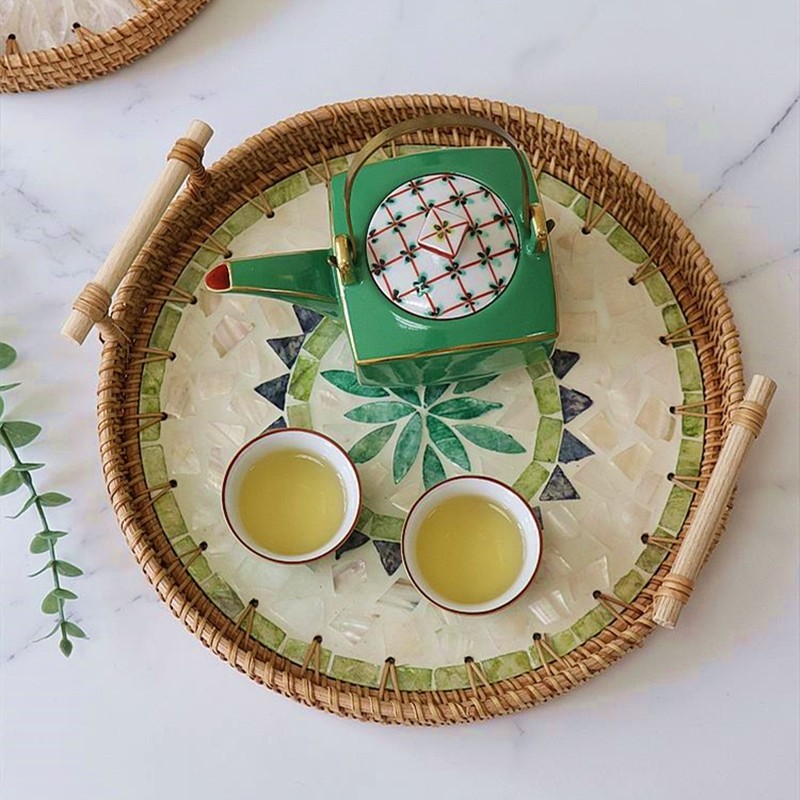 手工编织藤编贝壳托盘水果盘馒头筐早餐篮日式竹编面包筐点心篮子,餐饮具,餐用托盘,淘宝优惠券,粉丝福利购,淘宝优惠卷