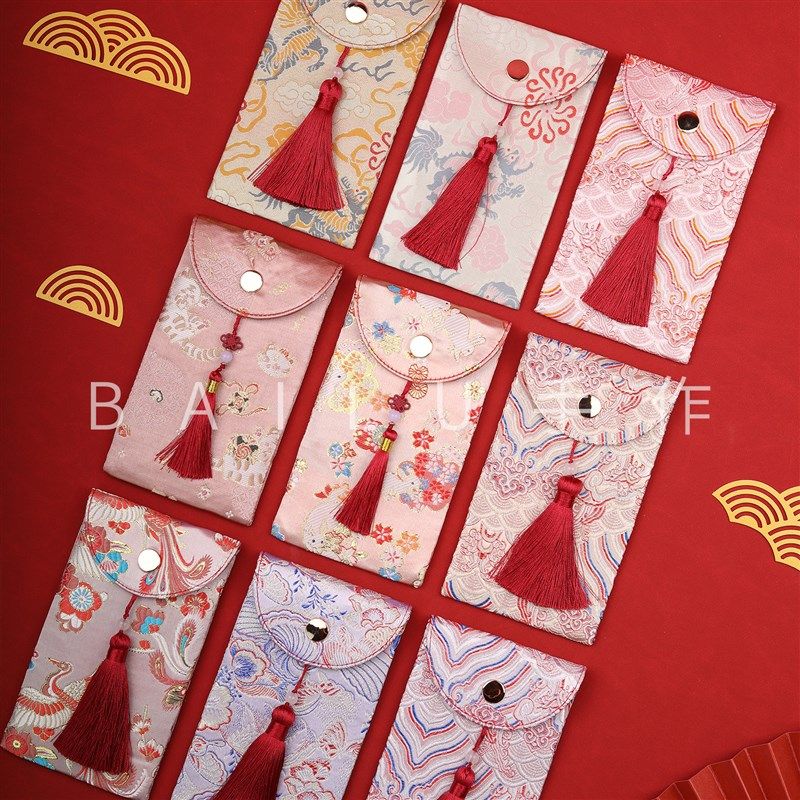 仙女浅色粉色万元红包布艺满月改口大红包结婚中式利是红封国风,节庆用品/礼品,红包/利是封,淘宝优惠券,粉丝福利购,淘宝优惠卷