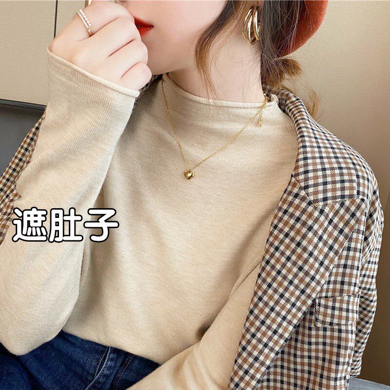 大码胖mm巨显瘦毛衣女秋冬胖妹妹白色针织衫半高领打底衫内搭上衣
