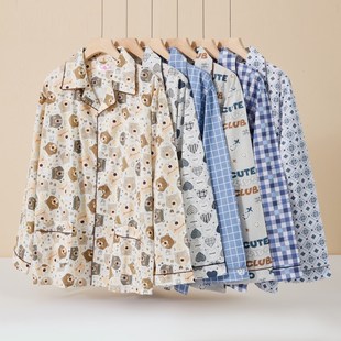 单件上衣睡衣男上半身薄款纯棉家居服春秋季卡通宽松大码全棉可外