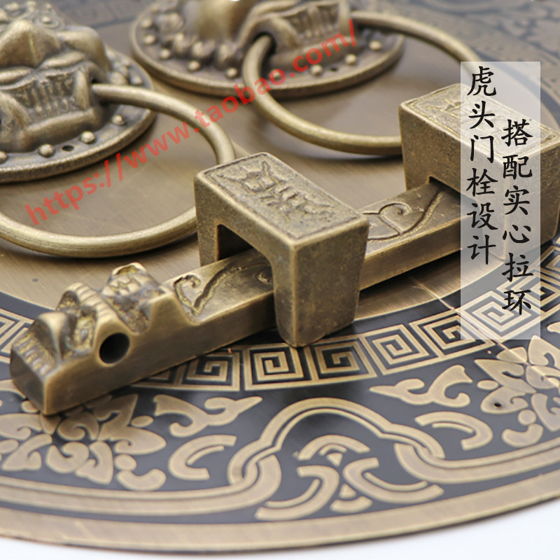 仿古大门锁扣拉手中式纯铜古典兽头门环别墅庭院实木门栓插销把手
