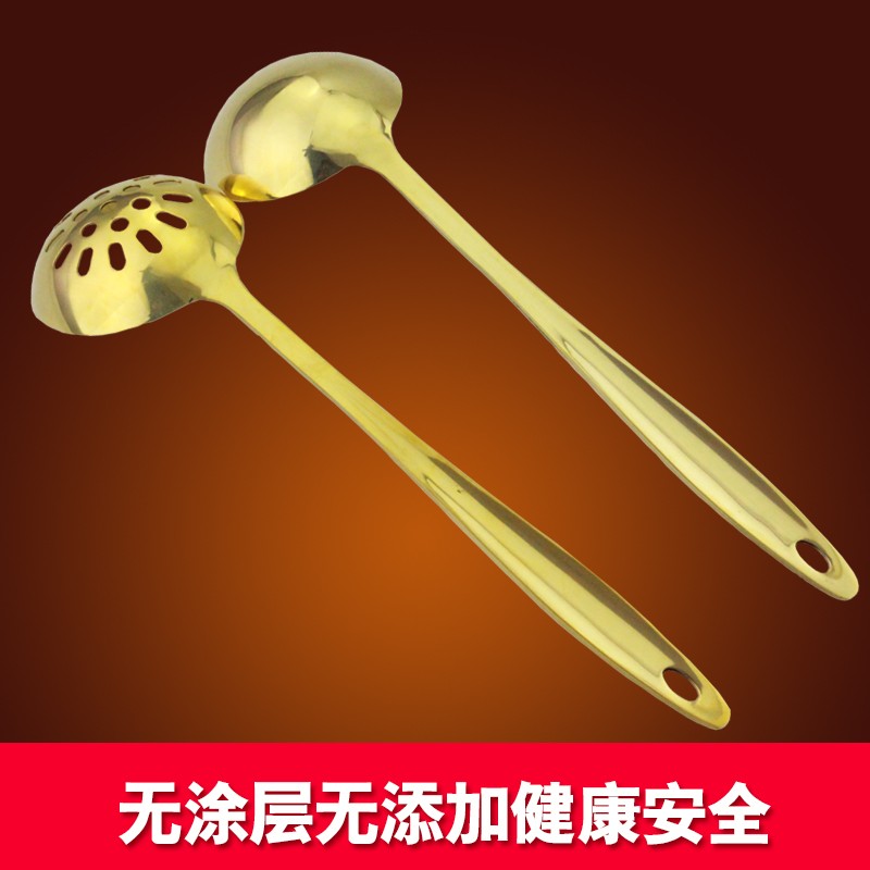 铜勺纯铜家用火锅汤勺漏勺大小勺子厨房纯铜纯手工紫铜加厚铜餐具