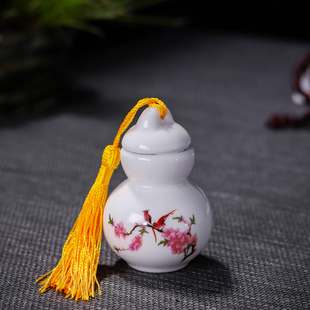 中式 陶瓷小葫芦罐新款 罐迷你密封罐罐子小茶罐香粉罐小瓷瓶茶叶罐