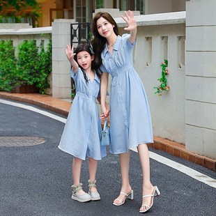 不一样的高端洋气母女装亲子装连衣裙2025夏季新款显瘦网红衬衫裙