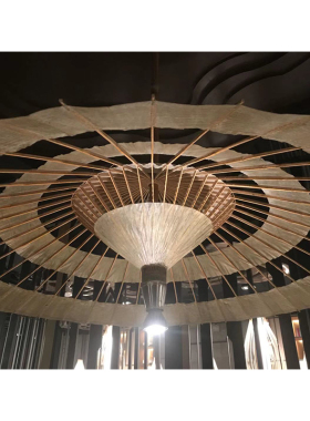 油纸伞中式古典镂空灯罩伞酒店茶楼展厅古风简约吊顶装饰转玩球伞