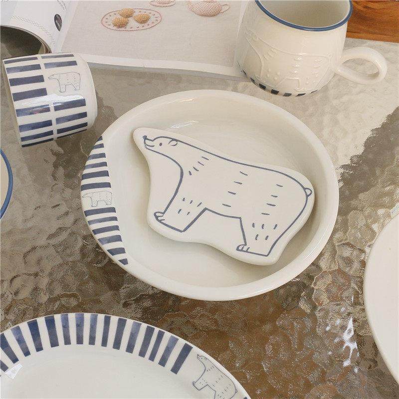 JW 憨萌北极熊汤吞杯站姿白熊造型中餐菜盘米饭碗甜品碟马克杯,餐饮具,盘,淘宝优惠券,粉丝福利购,淘宝优惠卷