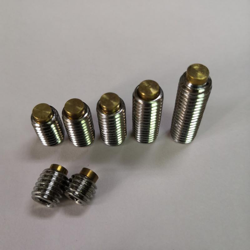 SUS304不锈钢内六角铜头圆柱紧定机米螺丝铜柱尾止付M8M10M12M16
