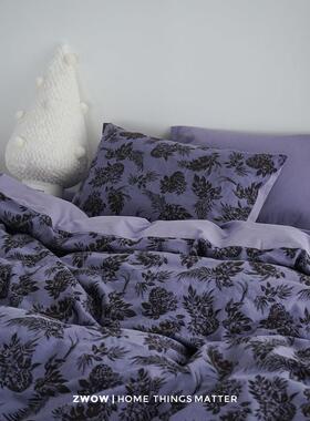 造卧zwow特调紫色凤梨缎纹提花优雅高级100全棉轻奢新中式四件套