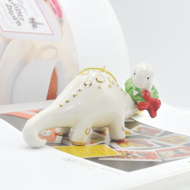 Cershar lenox可爱陶瓷小恐龙儿童房装饰摆件圣诞节圣诞树挂件