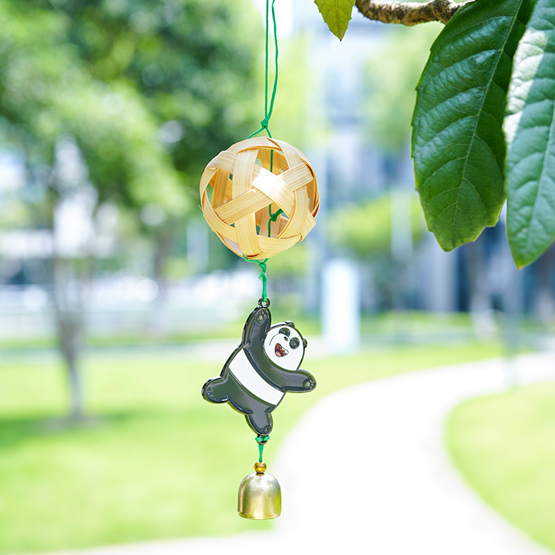 正版授权wbb咱们裸熊PANDA竹编风铃挂件阳台庭院装饰包挂挂饰