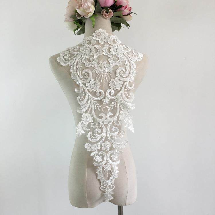 卖家推荐刺绣钉珠蕾丝婚纱礼服后背大贴花大气前胸裙摆布贴