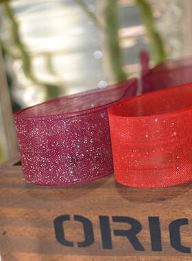 织带R9-M01丝带12色9~50mm洒银粉雪纱带