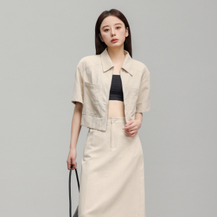 女工装 夏季 口袋小众浅色短外套AY42WT211 设计感衬衫 AIRIQI短袖