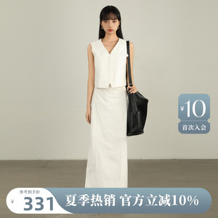 背心套装 AIRIQI白色西装 女春夏老钱风马甲半身裙两件套AY42TZ086