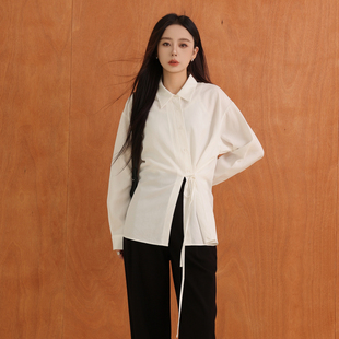 秋季 衬衫 新款 不规则收腰宽松系带长袖 AZ43CS341 时尚 AIRIQI衬衫