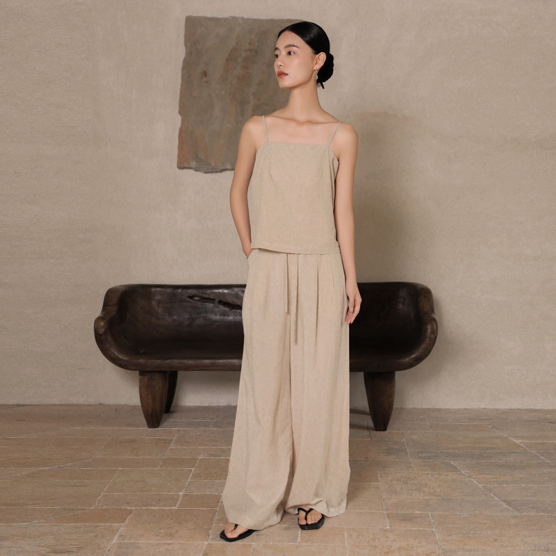 AIRIQI吊带套装夏季新款通勤简约松弛感宽松吊带阔腿裤AX42TZ330