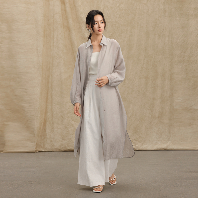 AIRIQI长袖衬衫女夏季宽松薄款微透空调衫洋气开衫外套AZ42CS392