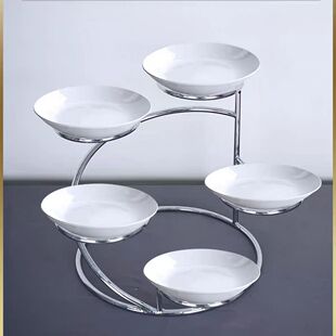 餐桌冷盘架子宴会凉菜摆盘架不锈钢电镀盘碟子展示架铁艺婚庆道具