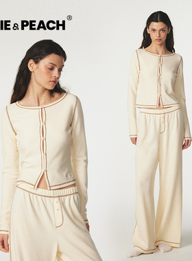 Lottie少女的心事牛奶杏长袖家居服女士2025秋季新款睡衣套装