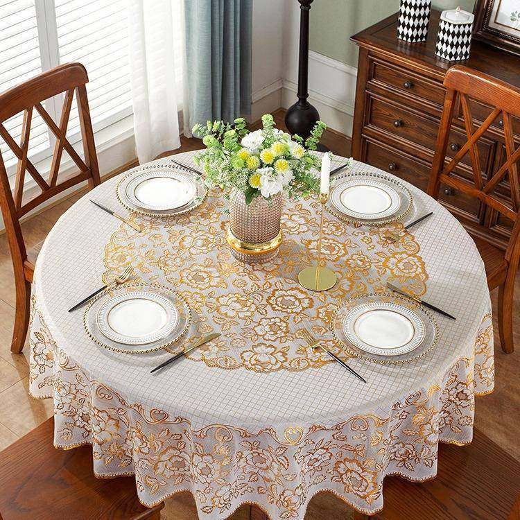 桌布圆桌防水防油免洗防烫家用酒店感欧式大圆形饭店餐桌王金,居家布艺,桌布,淘宝优惠券,粉丝福利购,淘宝优惠卷