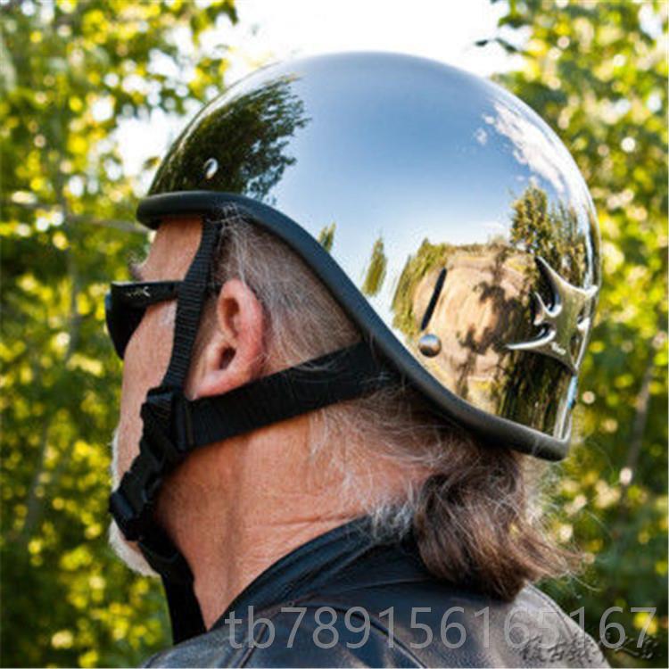 新款美混乱之子bornfree车季夏瓢盔瓜皮电镀复古机骑士头盔哈雷国