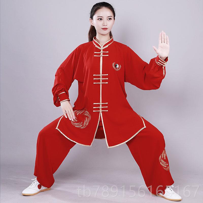 新款宏极春秋刺绣太极服女短袖袖款短中老年武术练功比秋棉麻服更