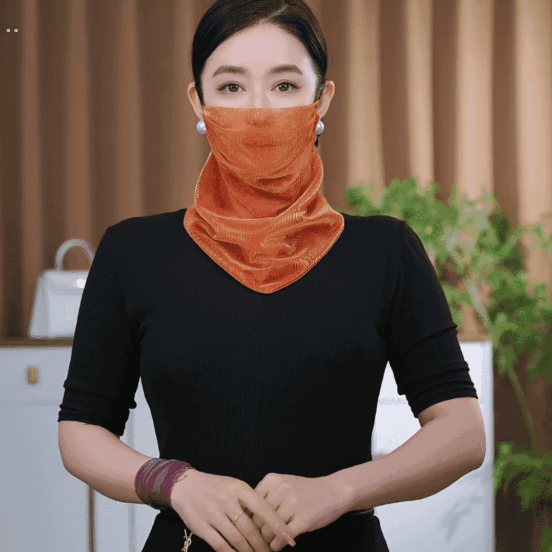 韩版新款夏季防晒面纱炫彩挂珠多功能围巾丝巾时尚洋气百搭面罩款