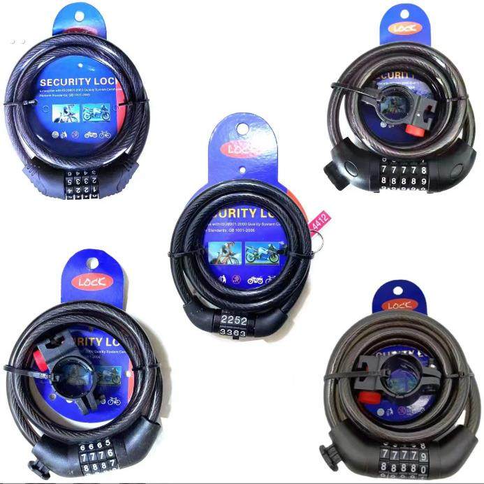 自行车锁山地车四位五位密码锁钢缆锁密码锁盘龙锁钢丝锁