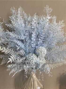 【蓝色②号链接】浅蓝天蓝仿真花婚庆插花婚礼堂装饰吊顶塑料配叶