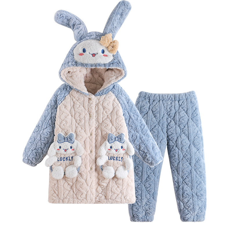 女童三层铺棉睡衣秋冬款儿童睡袍套装2023新款女孩冬季加绒加厚款,童装/婴儿装/亲子装,家居服套装,淘宝优惠券,粉丝福利购,淘宝优惠卷