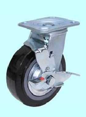 GLOBE 环球脚轮正品 4寸重型黑色高级聚氨脂 双轴 带盖万向边刹轮