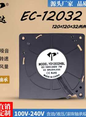 亿达EC12032涡轮散热风扇可用24V36V48V110V220V宽电压离心鼓风机