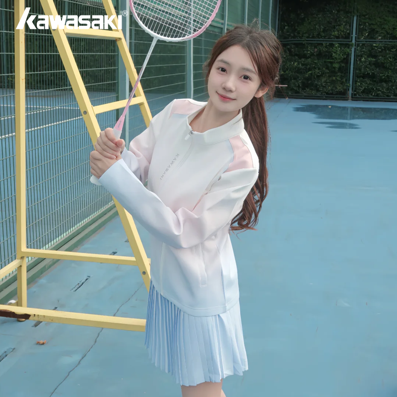 Kawasaki川崎果缤纷外套羽毛球服女休闲运动秋冬长袖高颜值上衣,运动/瑜伽/健身/球迷用品,羽毛球上装,淘宝优惠券,粉丝福利购,淘宝优惠卷