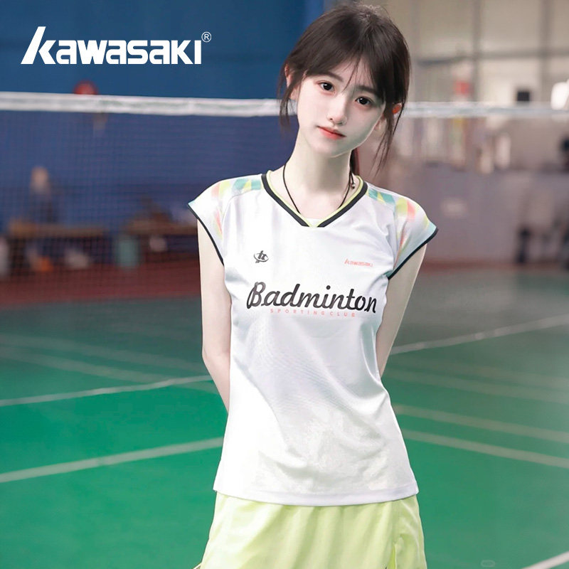 kawasaki川崎羽毛球服女小蛮腰系列速干透气元气盐系运动球服短裙