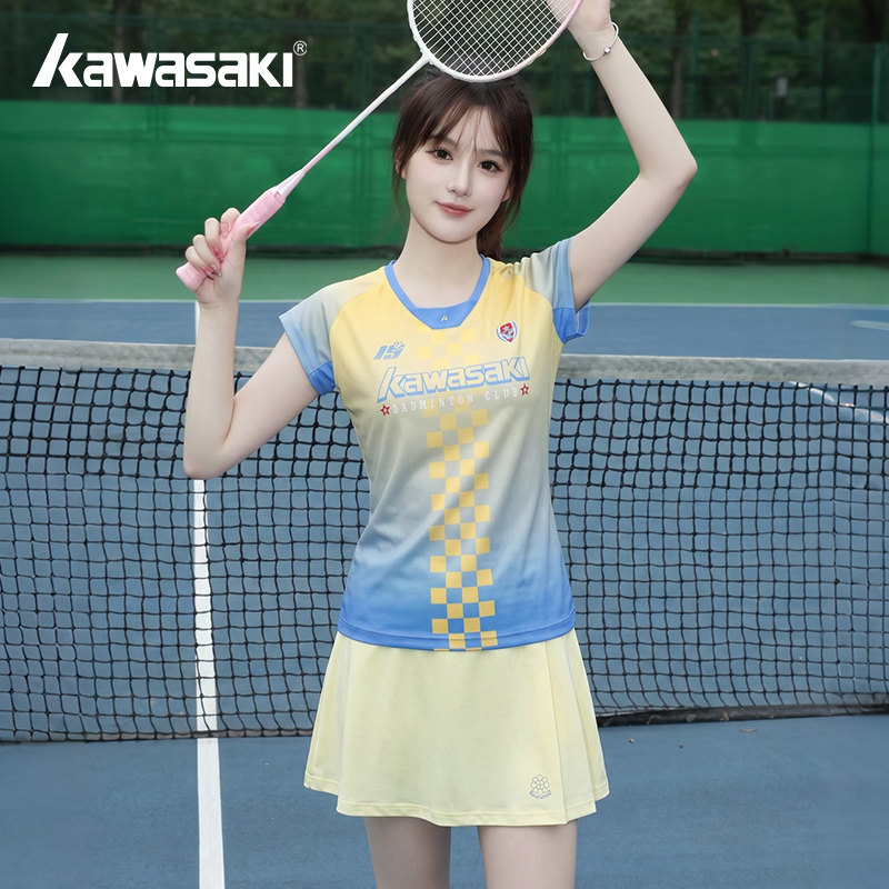 kawasaki川崎羽毛球服可露丽风速干短袖网球服匹克球服比赛系列