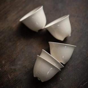 陶瓷草木灰仿古三足茶杯简约品茗杯个人杯单杯功夫茶具家用喝茶杯